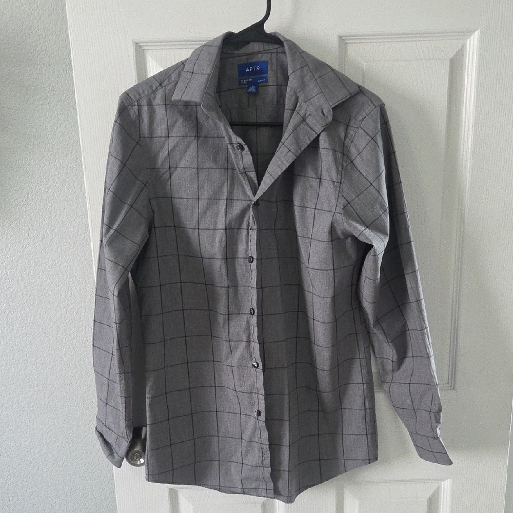 Apt. 9 Men's Charcoal Plaid Button-Down Shirt